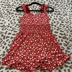 red floral print romper